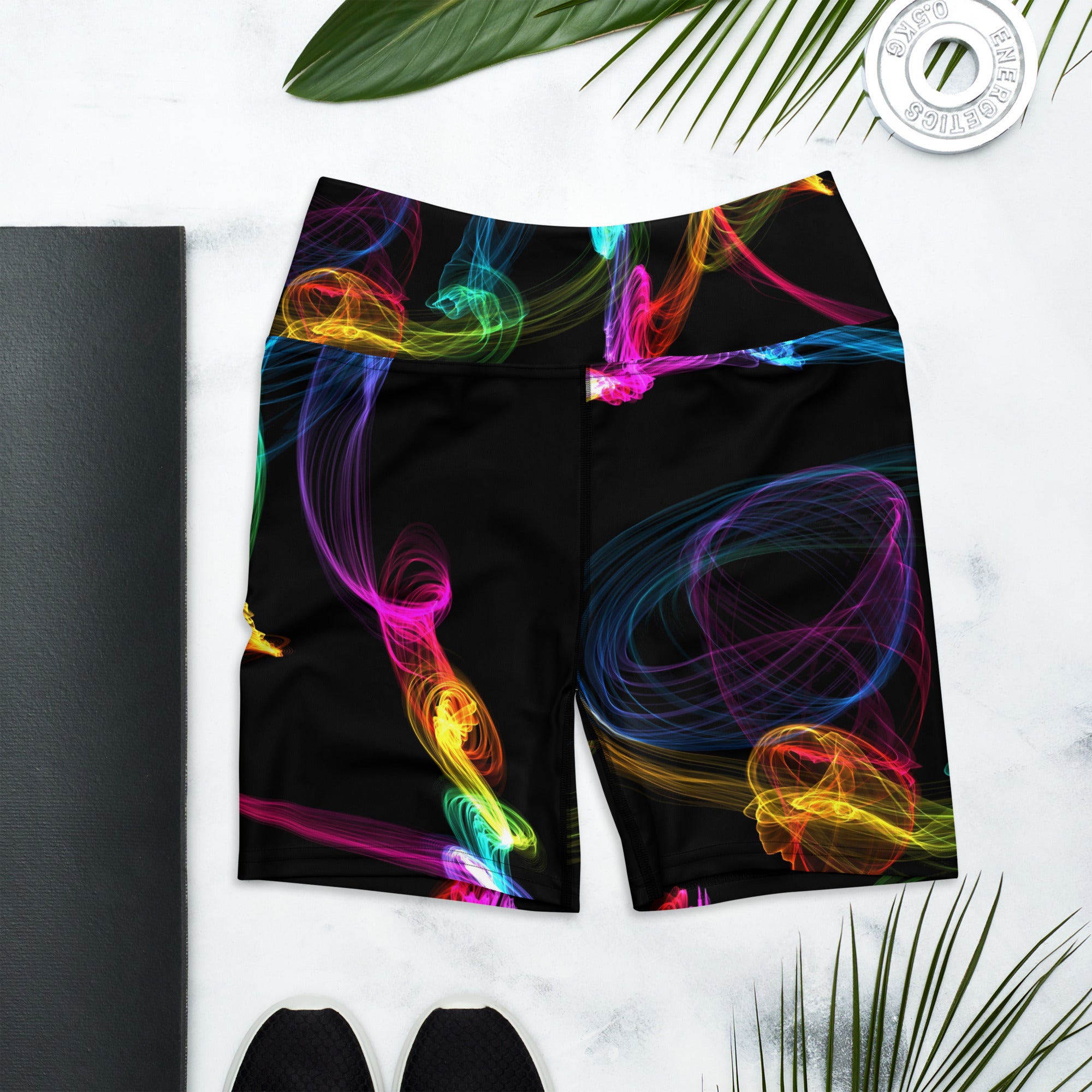 Running Shorts for girls. Women's Black Gym Shorts. "Strobes" Workout Shorts. WickedYo.